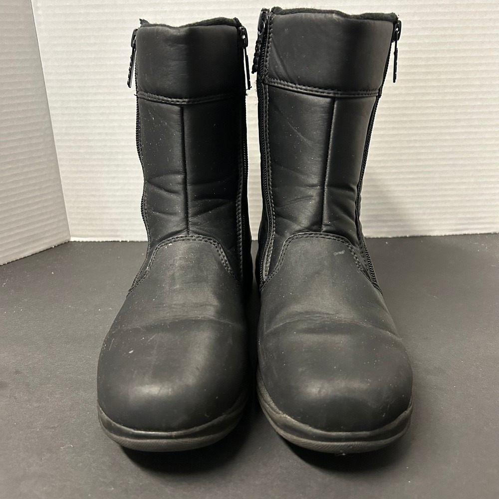 Totes Winter Boots Womens 8M Black Good Dual Zipper Quilted 024-8906